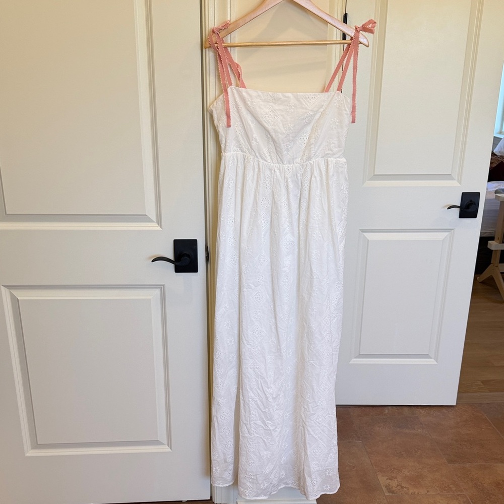 Petal & Pup White Eyelet Sundress with Pink Straps